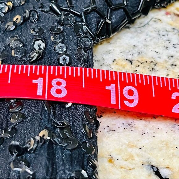 Vintage LAURENCE KAZAR Black Fully Beaded Shift Dress Short Sleeve Silk Art Deco - Picture 14 of 16